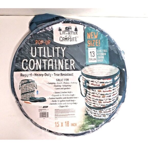 NEW Camco Collapsible Utility Container  15"x18" Life is Better 42989 POP-UP fun - Picture 2 of 6